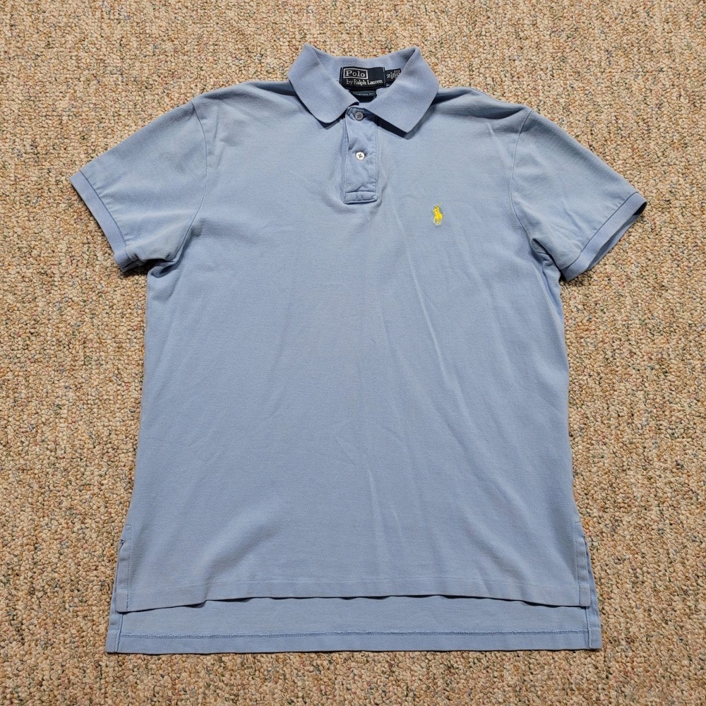 Polo Ralph Lauren Shirt Mens Medium Blue Custom Fit Short Sleeve Pony
